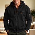 thumbnail image 4 of Men's Hooded Sweatshirt With Zipper Solid Long Sleeved Cardigan Casual Fashionable Coats, 4 of 8