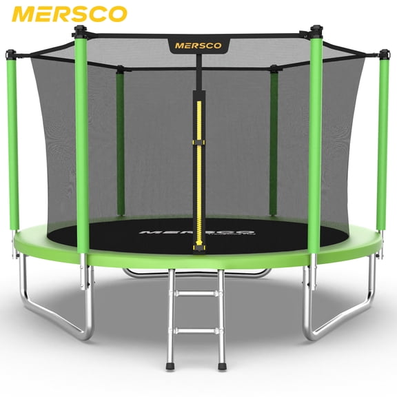 Mersco 8FT Kids Trampoline, ASTM Certified Heavy Duty Outdoor Trampoline with Safety Enclosure Net and Ladder for Backyard Family Fun, Jumping Trampoline PLAY