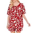 thumbnail image 6 of YOIAVAIOY Women Plus Size Tops Floral Print Casual 3/4 Length Sleeve Comfort Loose Baggy Graphic Cute Tunic Tees Red S, 6 of 7