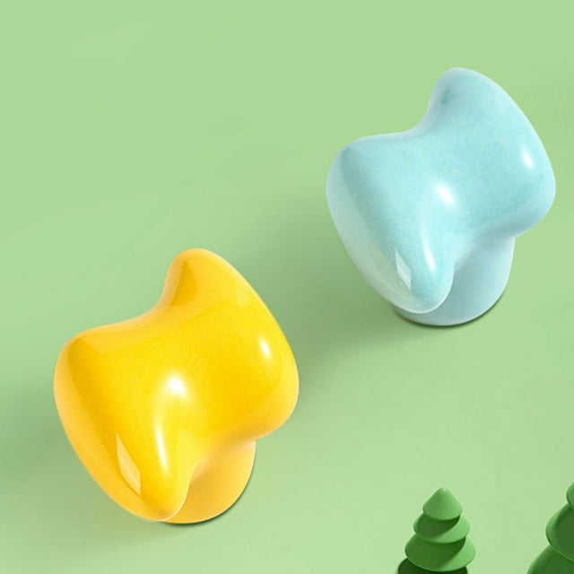 VONKY 2pcs Smooth Lines Cartoon Cabinets Ceramic Handles Sturdy And Stable Not Easy Lightning yellow