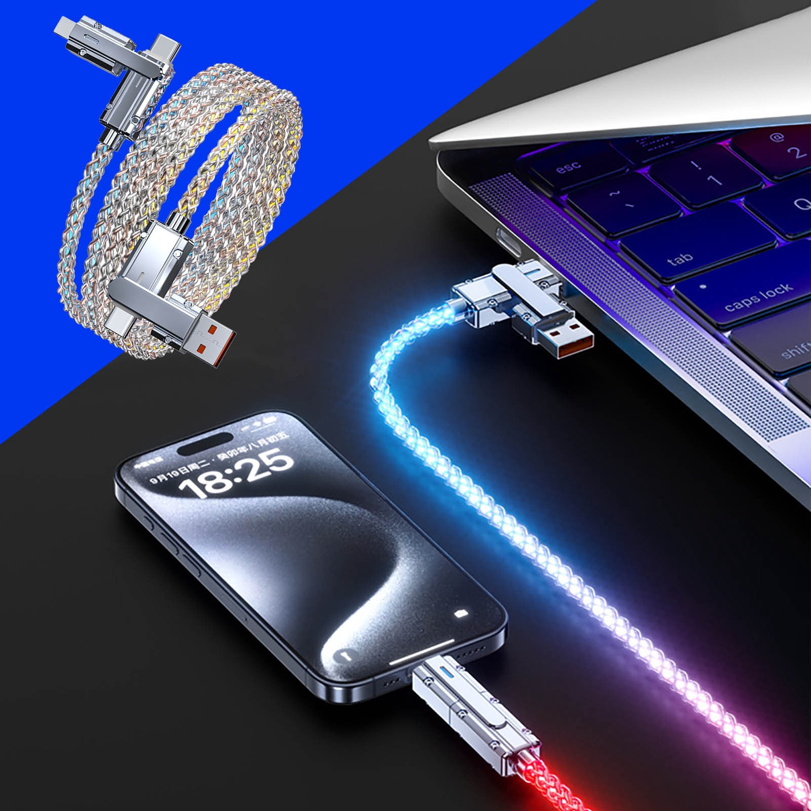 Chmadoxn Tools&Home Improvement Four In One 100W Colorful Lights Data Cable Charging cable