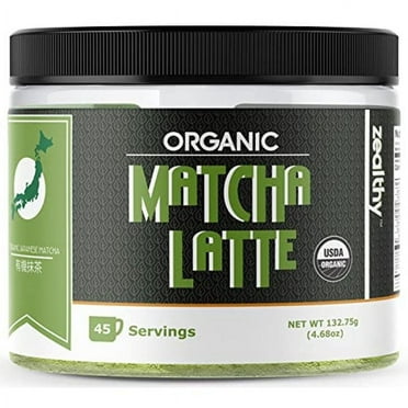 Zealthy Matcha Latte Green Tea Powder Mix. 100% USDA Organic Authentic Japanese Sweet Blend with Ashwagandha, Maca, Coconut Milk & Natural Vanilla. Best for Boosting Antioxidants & Refreshment