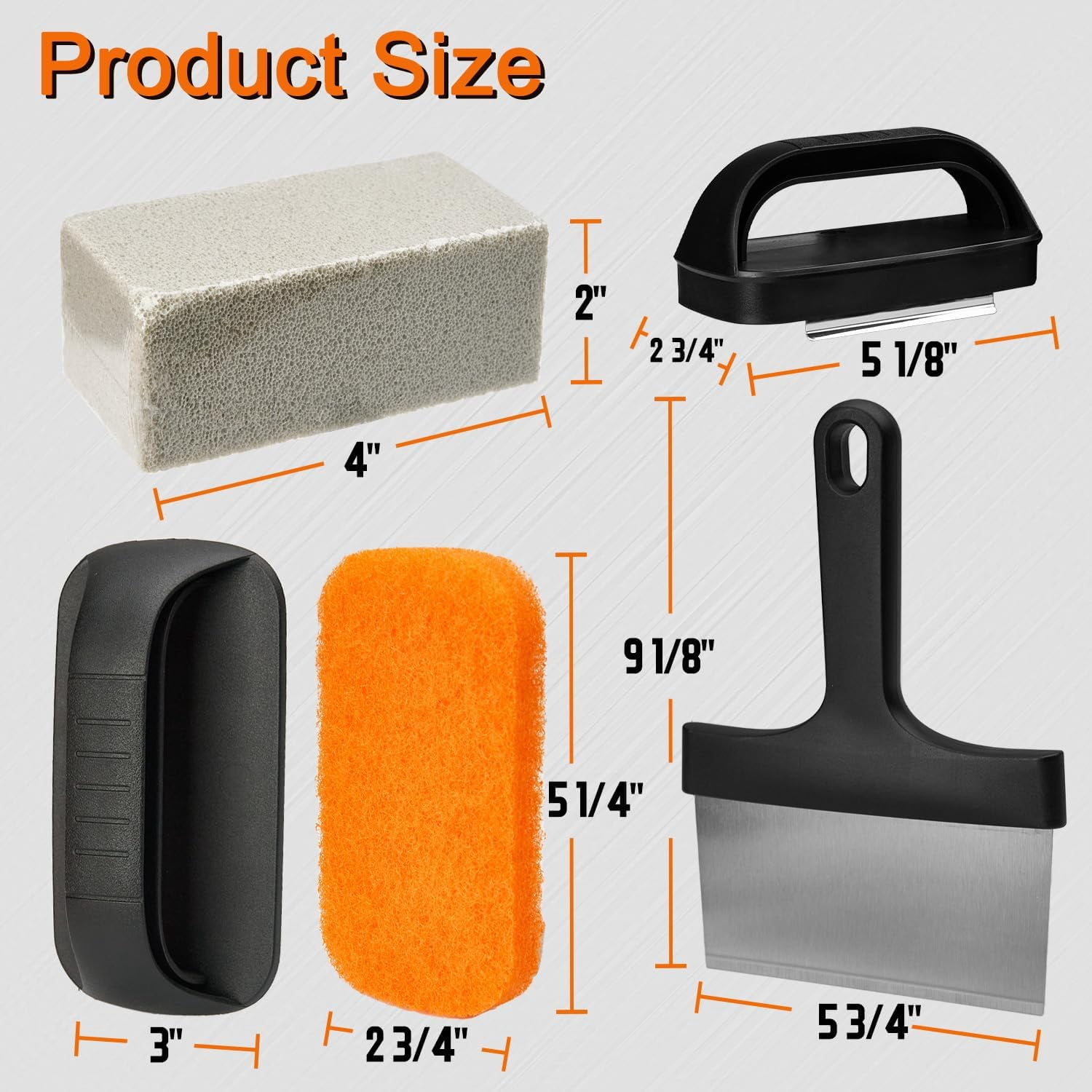 Griddle Cleaning Kit for Blackstone, Flat Top Grill Accessories Cleaner Tool Set with Scraper, Cleaning Brick, Scouring Pads, and Handles for Easy Cleaning on Hot or Cold Surfaces