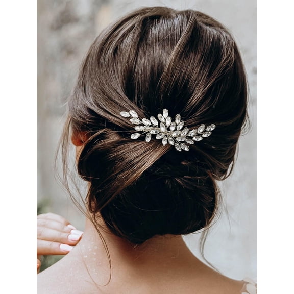 Rhinestone Bride Wedding Hair clip Silver Crystal Bridal Hair comb Sparkly Hair Piece Gem Hair Accessories for Women/Girls & Brides/Bridesmaids