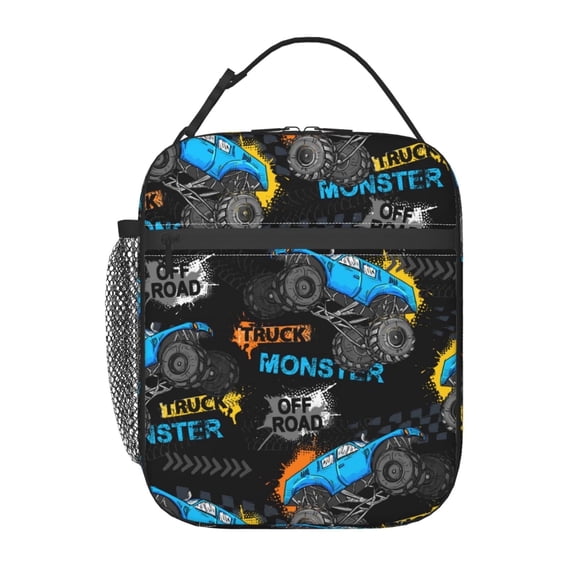 Truck Car Lunch Box Insulated Lunch Bag For Boys Girls,Urban Monsters Reusable Waterproof LunchBox Cooler Tote Bag for Work, Picnic