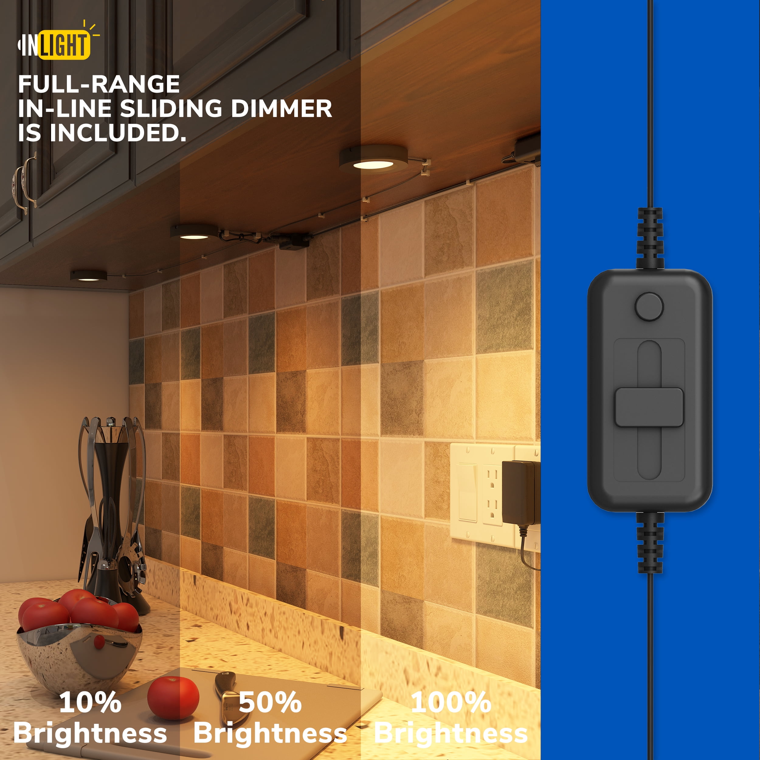 Inlight 2.75" Under Cabinet LED Puck Lights Kit, 3000K Warm White, Recessed, Surface Mount, ETL Listed, 3-Pack, IN-0102-3-WH