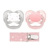 Dr. Brown's Advantage Pacifier with Pacifier Clip, 0-6 Months, Pink, 2 Count