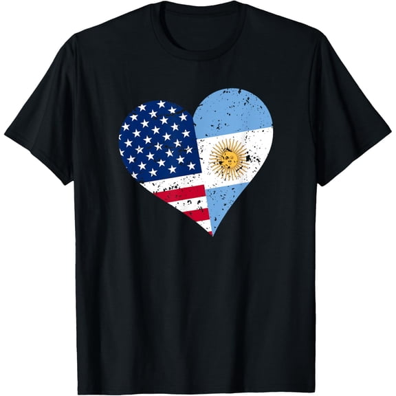t-shirt Argentina USA Heart Distressed Argentinian American Flag T-Shirt.
