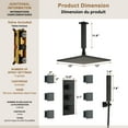 thumbnail image 2 of Boyel Living 12 inch Ceiling Mount Shower Head LED Light 3 Function Thermostatic Shower System with 6 Body Jets ,Matte Black, 2 of 8