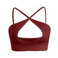 thumbnail image 5 of Yuannlog Women Tanks Cute Sports Crop Tops Halter Criss Cross Sleeveless Ribbed Cut Out Backless Yoga Camis Tank Tops, 5 of 7