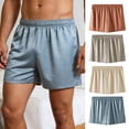 thumbnail image 2 of Calzoncillos bóxer elásticos de cintura media para hombre, transpirables, con costuras suaves, de seda helada, de color puro, para dormir, uso diario., 2 of 8