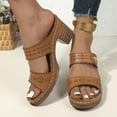 thumbnail image 2 of Womens Summer Shoes Peep-Toe Thick Heel Cushioned Slides, 2 of 4