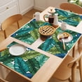 thumbnail image 5 of Summer Tropical Leaves Placemats Set of 8 Blue Green Botanical Leaf Plants Place Mats Indoor Wipeable Table Mats Washable Cloth Dining Table Placemats for Kitchen Holiday Party Home Decor 13x19 Inch, 5 of 9