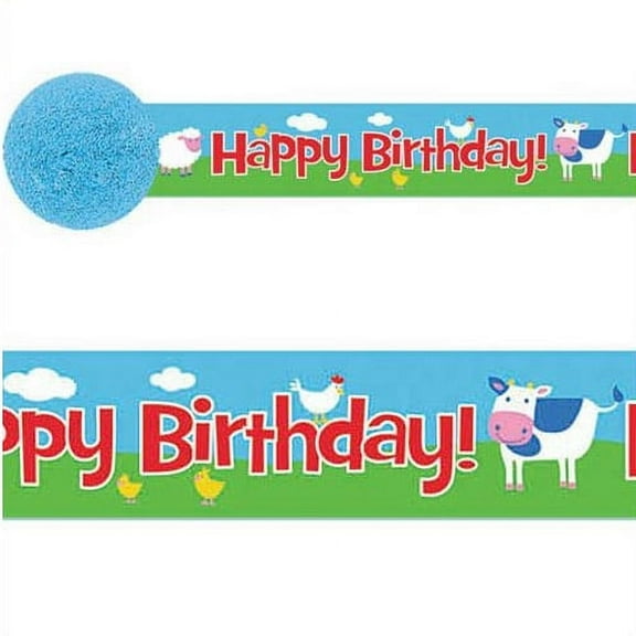 Various Barnyard Farm Animals Crepe Paper Party Streamers, 30ft