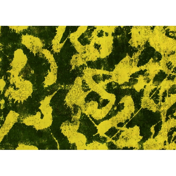Ahgly Company Machine Washable Indoor Rectangle Abstract Yellow Modern Area Rugs, 8' x 10'