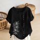 thumbnail image 5 of Xuyuer Women's Casual Linen Round Neck Printed Short Sleeve Button Blouse, Breathable Summer Top for Vacation Wear, Market Days and Relaxed Boho Style, 5 of 5