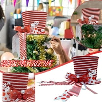 Hvmvliv Christmas Tree Topper Hat with Bow Xmas Tree Top Hat Ornament Christmas Treetop Hat Decoration Red