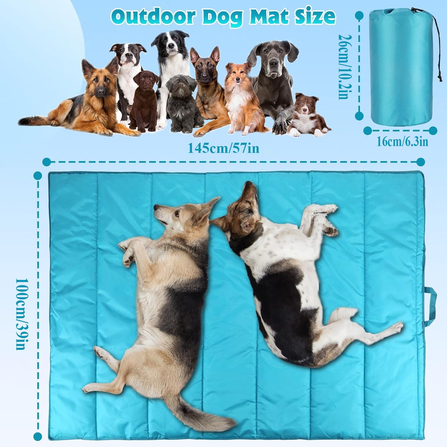 Large Outdoor Dog Bed Mat, Portable Waterproof Camping Dog Mat, Washable Dog Travel Mat with Carry Bag for Medium and Large Dogs Sleeping, 57"X39"