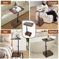 thumbnail image 2 of RELOIVE End Table,Side Table for Couch and Bed,Sofa C Shaped End Table for Small Spaces,Adjustable Height, 360° Swivel ,Walnut Brown, 2 of 11