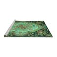 thumbnail image 2 of Ahgly Company Machine Washable Indoor Rectangle Medallion Turquoise Blue French Area Rugs, 2' x 3', 2 of 4