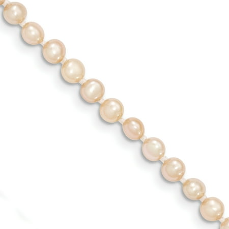 14k Yellow Gold 4mm Pink Near Round Freshwater Cultured Pearl Chain Necklace Pendant Charm