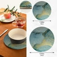 thumbnail image 3 of SKYSONIC Shiny Golden Fluid Pot Holders Trivets, 2 Pcs Heat Resistant Trivets,Marble Blue Pretty Cotton Thread Weave Mats for Hot Pads Pans Pot Bowl Teapot for Kitchen Decor, 3 of 7