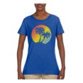 thumbnail image 2 of Two Coconut Palm Trees Beach Sunset | Womens Pop Culture Graphic T-Shirt, Royal, 2XL, 2 of 4