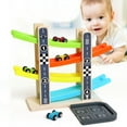 thumbnail image 2 of BallsFHK Boy And Girl Gifts Wooden Race Track Car Ramp Racer With 4 Cars Toddler Toy, 2 of 5