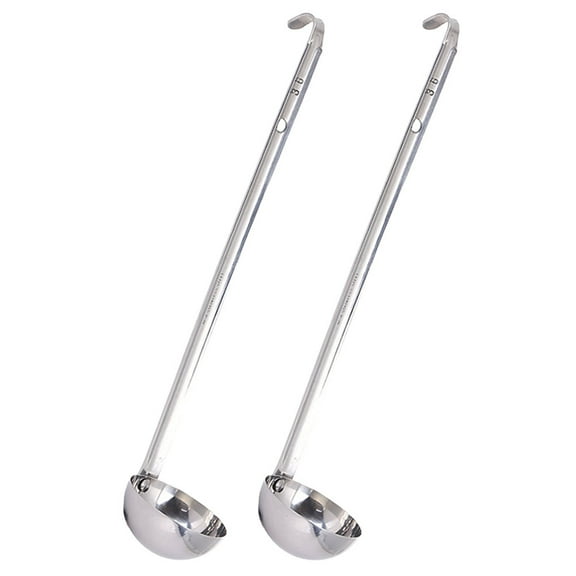 OFFIGAM Cooking Utensils Soup Ladle Stainless Steel Long Handle 2Pcs