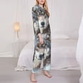 thumbnail image 3 of Honeii Majestic Snowy Wolf Print Women's Pajama Sets Long Sleeve Button Down Sleepwear Nightwear Soft Pjs Lounge Sets 2PCS-X-Large, 3 of 7