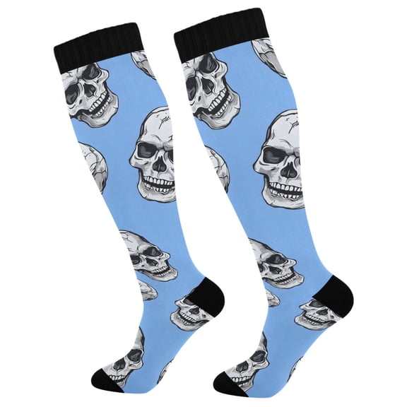 joogoo Skeleton Skull Head Socks Women Men Knee High Sock