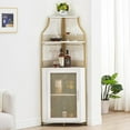 thumbnail image 3 of Towallmark 61 Inch Corner Bar Cabinet, Industrial Liquor Cabinet with Adjustable Shelves, Freestanding Wine Rack with Mesh Door Glass Holder, for Kitchen, 3 of 7