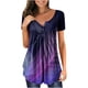 thumbnail image 2 of ICHUANYI Clearance Women Casual T-shirt Printed Short Sleeve Round Neck Pullover Blouse Tops(Purple, L) ICHUANYI WER2023080711006, 2 of 3