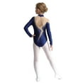 thumbnail image 3 of Aislor Kids Girls Sparkly Gymnastics Leotard Long Sleeve Active Bodysuit Skating Dance Unitard Navy Blue 10, 3 of 7