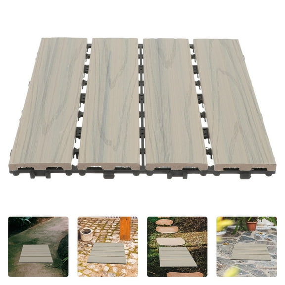 FOLOYORI Outdoor Garden Flooring Grey Wood Plastic 1Pcs 11.8x11.8x0.8In