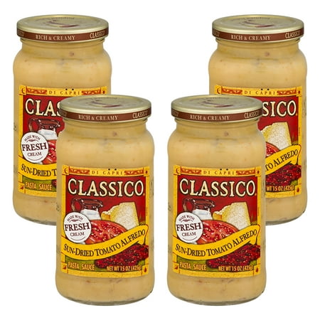(4 Pack) Classico Sun-Dried Tomato Alfredo Pasta Sauce, 15 oz