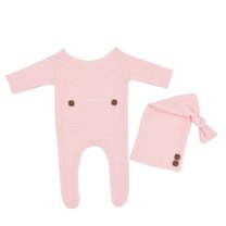 WUXIAN Child Baby Photography Prop Footed Romper Button Overalls Hat Set Stylish Baby Streetwear