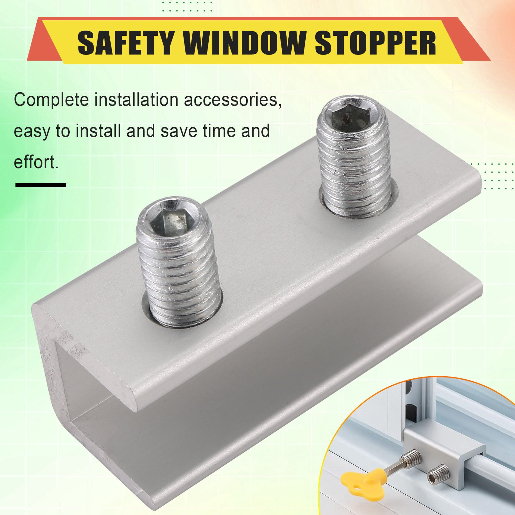 10 Set Sliding Sash Stopper Cabinet Locks Straps Doors Security Anti-Theft Lock Window Sliding Door Doors Lock Two Holes