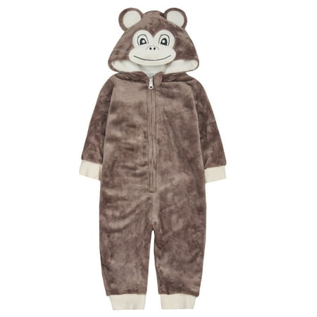 

Babies Soft Fleece Winter Hooded Rompers / Bodysuits / Pramsuits / Onesies – Little Monkey - Age 6-9 Months