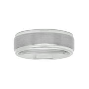 Men's White Tungsten 8MM Comfort Fit Step Edge Wedding Band