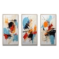 thumbnail image 2 of Designart "Fragile Wisdom Abstract in Blue" Abstract Painting Framed Wall Art Set Of 3 - Blue Modern Frame Canvas Set For Living Room Decor, 2 of 6