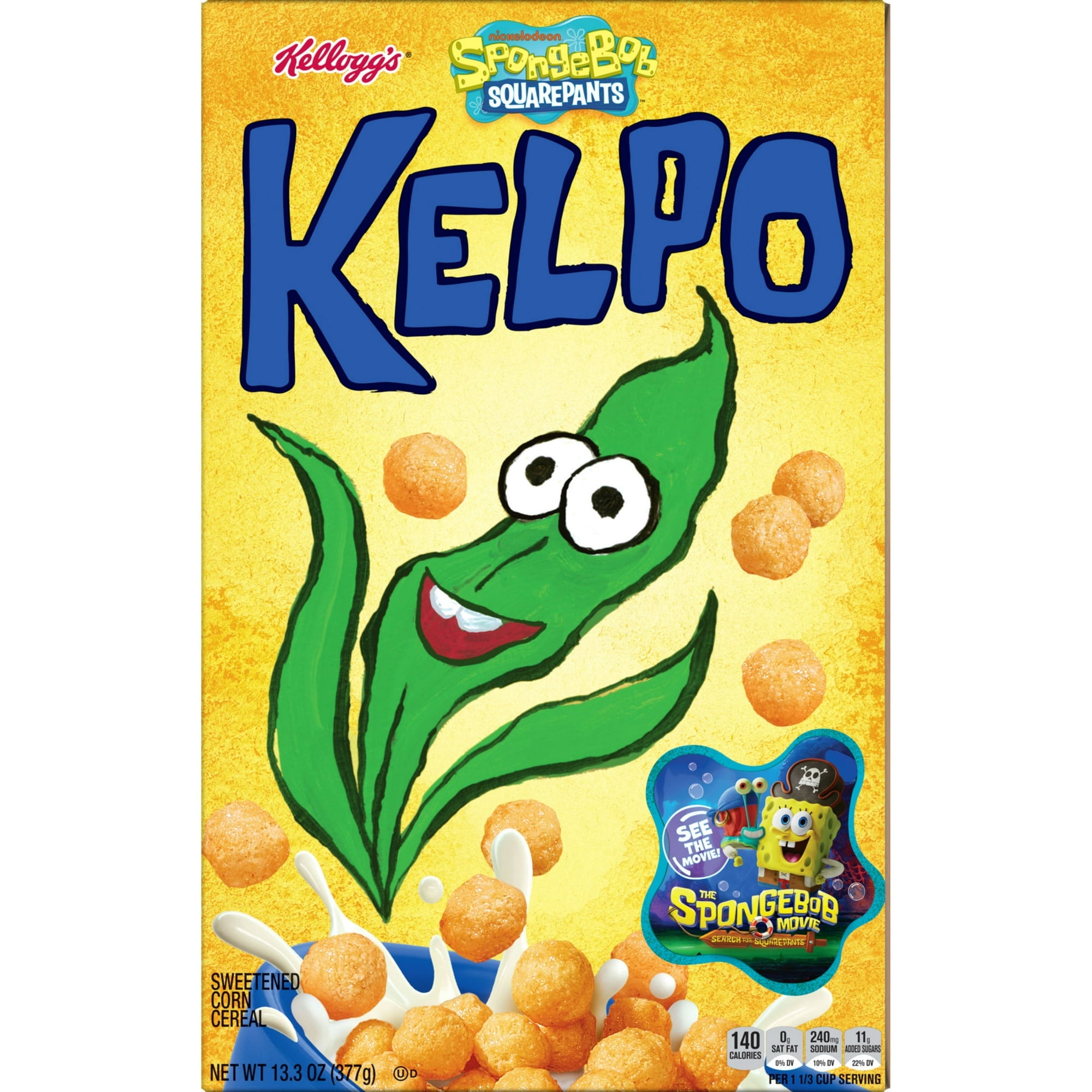 Kellogg’s The SpongeBob Movie: Search for SquarePants Breakfast Cereal, Kids Snacks, 13.3oz Box (1 Box)