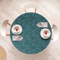 thumbnail image 4 of Ambesonne Sea Shells Fitted Round Tablecloth, Ocean Line Design, 45"- 56" Diameter, Petrol Blue Teal Beige, 4 of 5