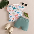 thumbnail image 4 of Sngxgn Toddler Baby Boys Summer Clothes Set Pull On Crewneck T-Shirt & Shorts Patchwork Outfits Suit(Blue,0-6 M), 4 of 7
