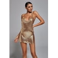 thumbnail image 1 of Minivestido Brett Diamante Mesh con diamantes de imitación dorados, 1 of 8