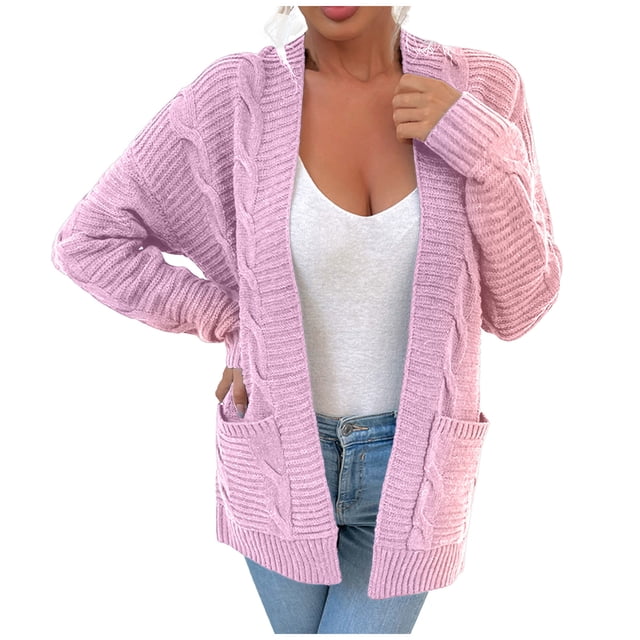 Styesk Cardigan Sweaters for Women Open Front Chunky Long Cardigans Casual Loose Fit Crochet Sweaters Versatile Solid Color Fall Outfits Comfy Long Sleeve Knit Cardigans with Pockets