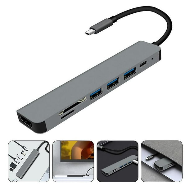  Aceele USB 3.0 Hub, 6 in 1 Ultra Slim Data USB Hub with 4ft  Extended Long Cable, USB Multiport Hub with Micro USB Powered Port, SD/TF  Card Slot Port, Compatible for