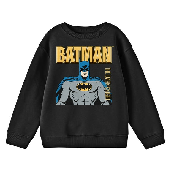 Batman The Dark Knight Comic Book Character and Logo Youth Black Crew Neck Sweatshirt-Medium
