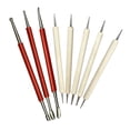 thumbnail image 2 of OULII 8Pcs Ceramic Trim Tool for Sculpture and Craft Projects Wood and Stainless Steel Embossing, 2 of 8