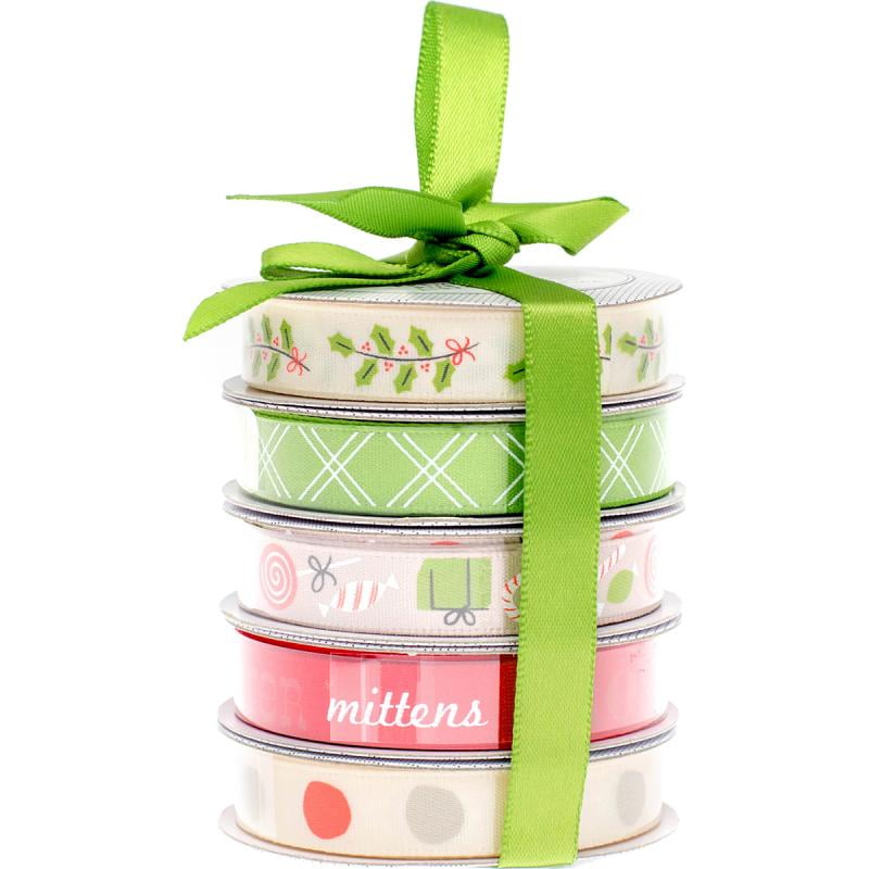 American Crafts Ribbon 3yd Each 5/pkgholiday
